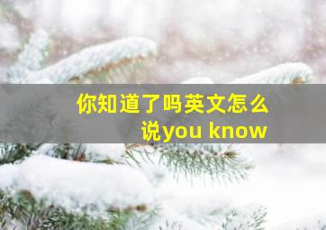 你知道了吗英文怎么说you know